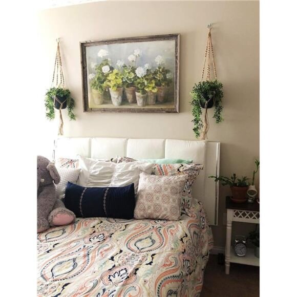 2 Pack Macrame Plant Hangers Indoor Hanging Planter Basket Decorative Flower Pot - Picture 6 of 8